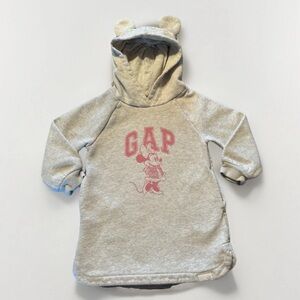 Gap x Disney Logo Minnie Mouse Sweatshirt Dress With Mickey Ears Casual Toddler